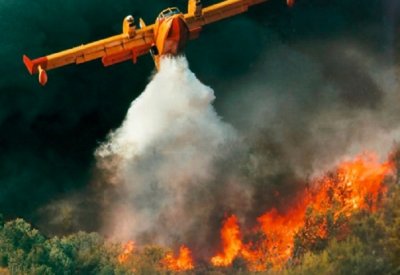 Противопожарната служба на Гърция гасят по въздух и вода пламналия