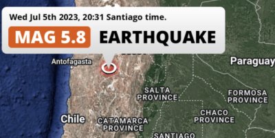 Земетресение с магнитуд 5 8 по Рихтер разтърси Антофагаста Чили Това съобщи АП