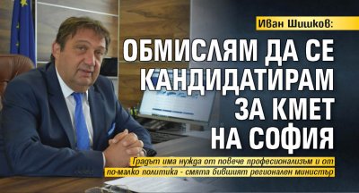 Иван Шишков: Обмислям да се кандидатирам за кмет на София