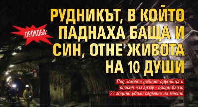 ПРОКОБА: Рудникът, в който паднаха баща и син, отне живота на 10 души