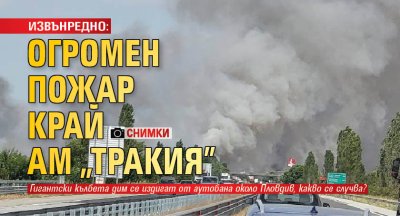 Гигантски пожар бушуващ около Пловдив снимат потребители на социалните мрежи