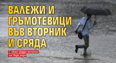 Валежи и гръмотевици във вторник и сряда