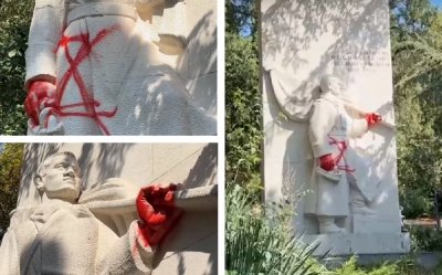 Ръцете на войника от Паметника на съветския воин в старозагорския
