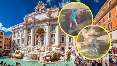 Туристка отмъкна вода от фонтана Ди Треви в Рим пише
