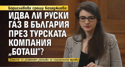 Бориславова срещу Бозаджиева: Идва ли руски газ в България през турската компания „Боташ”? 