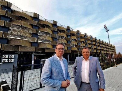 Александър Вучич присъства на откриването на новопостроения стадион Дубочица в