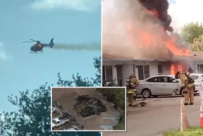 По чудо без жертви: Хеликоптер се разби в блок във Флорида
