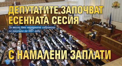 Депутатите започват есенната сесия с намалени заплати 
