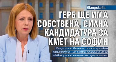 Фандъкова: ГЕРБ ще има собствена, силна кандидатура за кмет на София