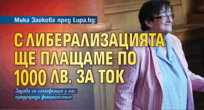 Мика Зайкова пред Lupa.bg: С либерализацията ще плащаме по 1000 лв. за ток