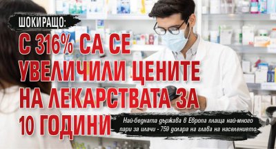 Шокиращо: С 316% са се увеличили цените на лекарствата за 10 години