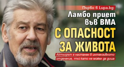 Първо в Lupa.bg: Ламбо приет във ВМА с опасност за живота