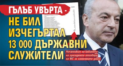 Гълъб увърта - не бил изчегъртал 13 000 държавни служители