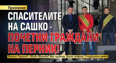 Признание: Спасителите на Сашко - почетни граждани на Перник!