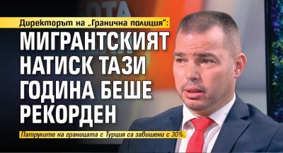 Директорът на „Гранична полиция“: Мигрантският натиск тази година беше рекорден