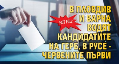 Exit poll: В Пловдив и Варна водят кандидатите на ГЕРБ, в Русе - червените първи