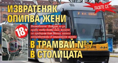 Пазете се: Извратеняк опипва жени в трамвай №:7 в столицата (СНИМКА 18+)