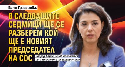 Ваня Григорова: В следващите седмици ще се разберем кой ще е новият председател на СОС