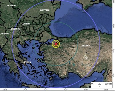 Слабо земетресение е усетено в Бургас, епицентърът му е близо до Бурса