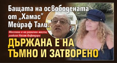 Бащата на освободената от „Хамас” Мейраф Тали: Държана е на тъмно и затворено