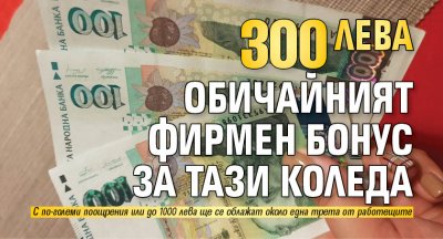 300 лева - обичайният фирмен бонус за тази Коледа