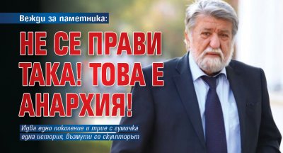 Вежди за паметника: Не се прави така! Това е анархия! 