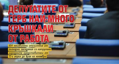 Депутатите от ГЕРБ най-много кръшкали от работа