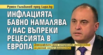 Румен Гълъбинов пред Lupa.bg: Инфлацията бавно намалява у нас въпреки рецесията в Европа