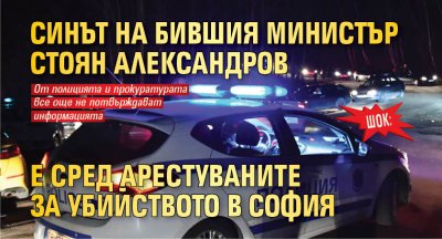 Шок: Синът на бившия министър Стоян Александров е сред арестуваните за убийството в София