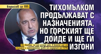 Борисов за ПП: Тихомълком продължават с назначенията, но горският ще дойде и ще ги изгони (ВИДЕО)