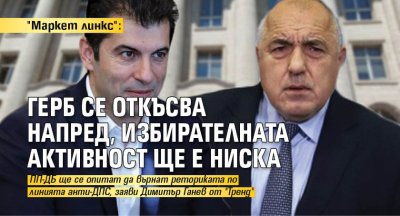 "Маркет линкс": ГЕРБ се откъсва напред, избирателната активност ще е ниска