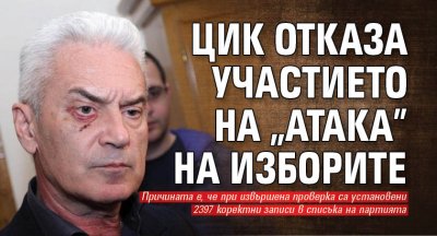 ЦИК отказа участието на партия Атака на Волен Сидеров в