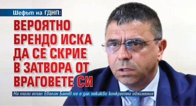 Шефът на ГДНП: Вероятно Брендо иска да се скрие в затвора от враговете си