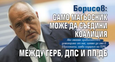 Борисов: Само магьосник може да съедини коалиция между ГЕРБ, ДПС и ПП-ДБ