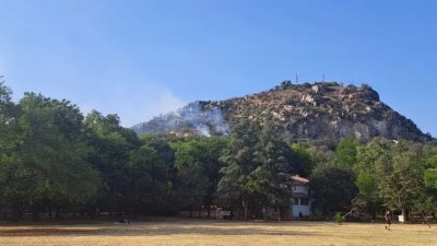 Пожар на Младежкия хълм в Пловдив Пламъците горят между скали