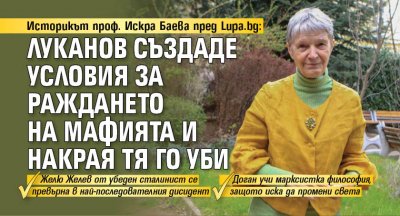 Историкът проф. Искра Баева пред Lupa.bg: Луканов създаде условия за раждането на мафията и накрая тя го уби