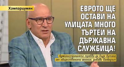 Хампарцумян: Еврото ще остави на улицата много търтеи на държавна службица!