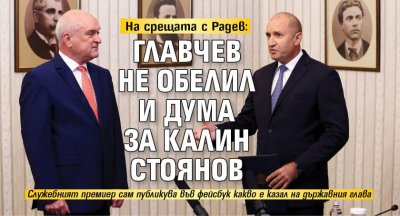 На срещата с Радев: Главчев не обелил и дума за Калин Стоянов 