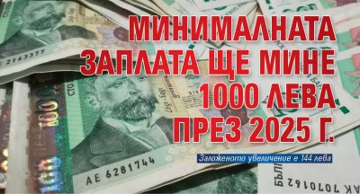 Министерският съвет МС предлага 1077 лева минимална работна заплата МРЗ