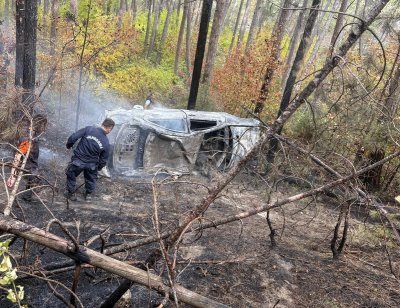 Автомобил с български регистрационен номер е претърпял катастрофа в района