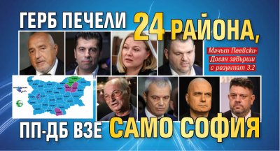 ГЕРБ печели 24 района, ПП-ДБ взе само София 