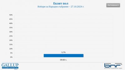 "Галъп": Избирателната активност към 09.00 часа е 3,7%