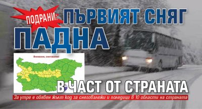 Подрани: Първият сняг падна в част от страната