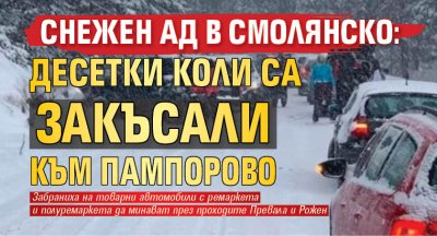 Снежен ад в Смолянско: Десетки коли са закъсали към Пампорово