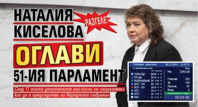 Разгеле: Наталия Киселова оглави 51-ия парламент 