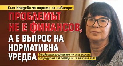 Галя Кондева за парите за инвитро: Проблемът не е финансов, а е въпрос на нормативна уредба