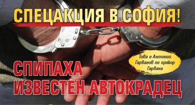 Спецакция в София! Спипаха известен автокрадец