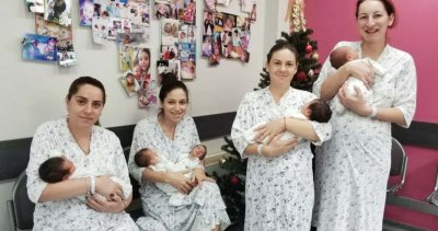 Рекорд: 5 бебета проплакаха в 1 родилна зала за по-малко от час