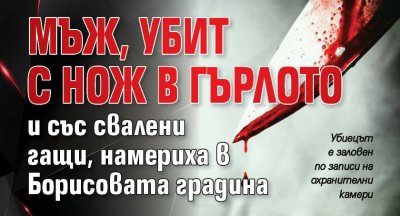 Мъж, убит с нож в гърлото и със свалени гащи, намериха в Борисовата градина