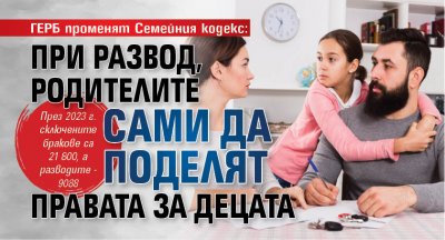 Родителите да могат сами да поделят правата за отглеждане на